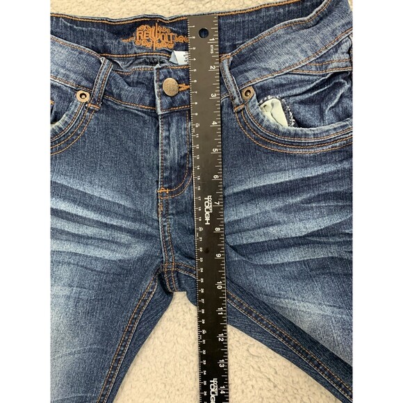 Women's REVOLT 7/8 Denim Blue Jeans 5 Pocket Design Straight Leg Cut Stonewash - Picture 7 of 10